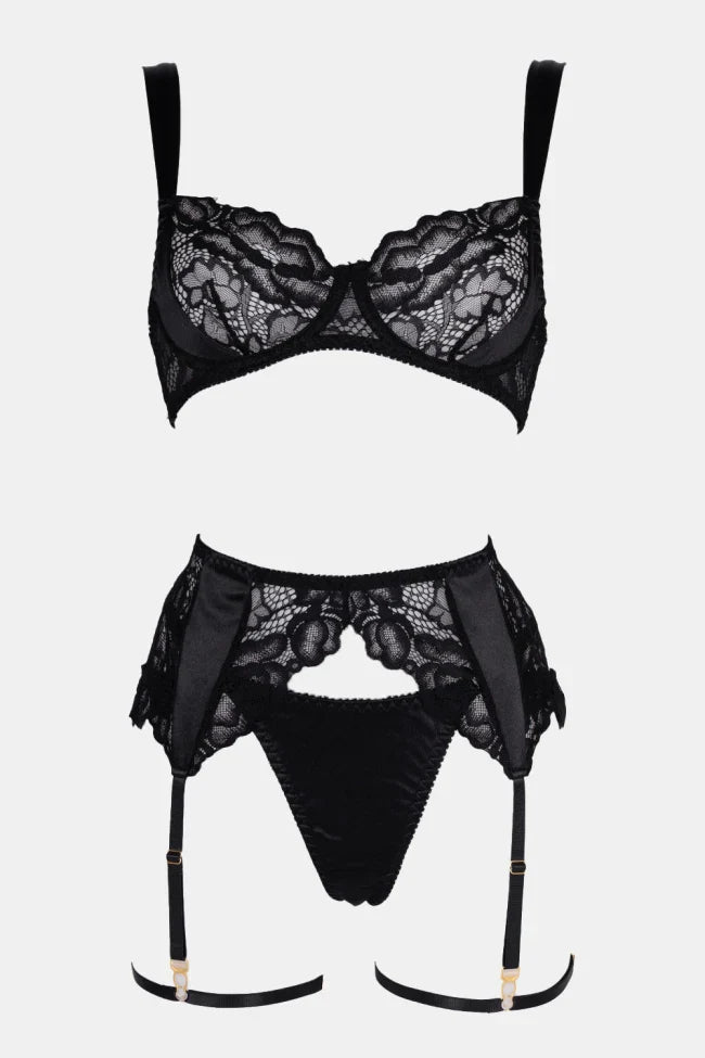 Valora Black Lace Lingerie Set