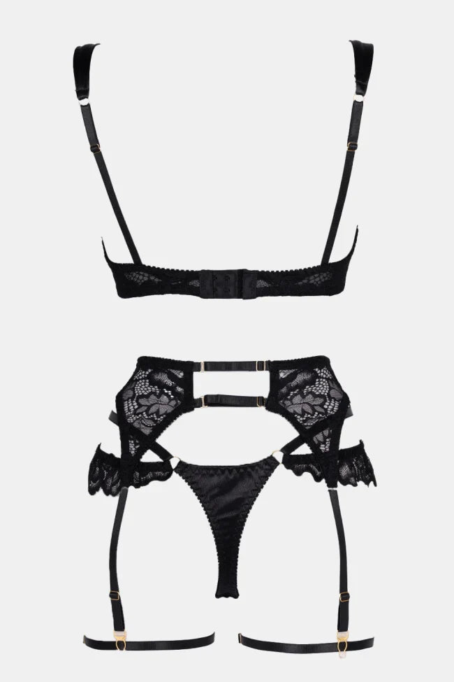 Valora Black Lace Lingerie Set